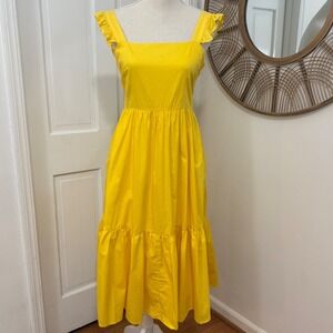 Crosby by Mollie Burch Midi Dress Women S Yellow Cotton Ruffle Tiered Boho Chic